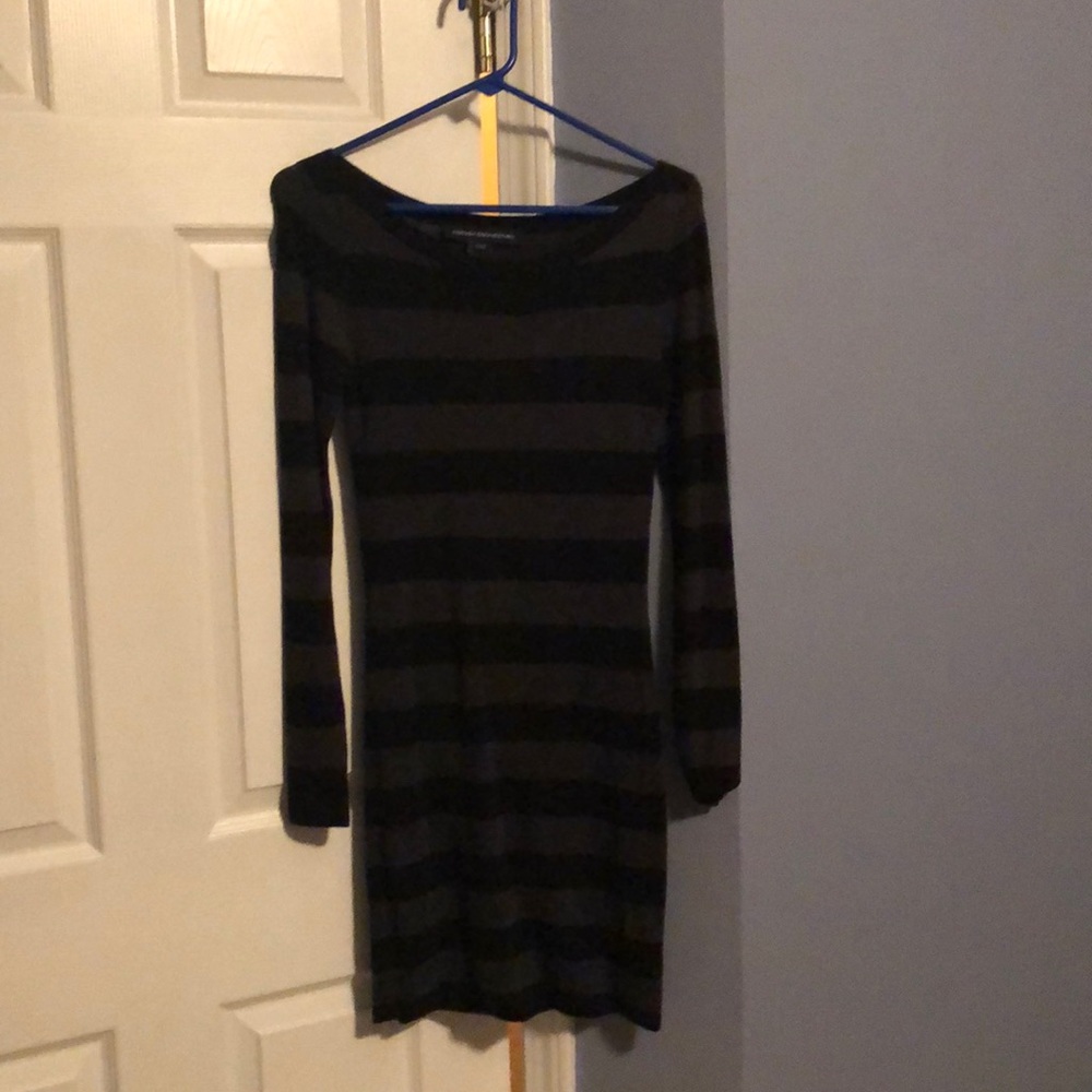 Black and grey striped soft winter dress. NWOT